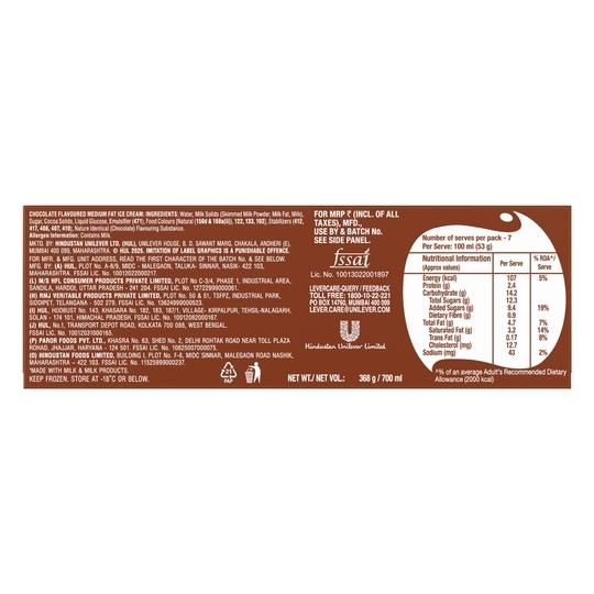 Kwality Wall's Slow Churned Chocolate Ice Cream 700 ml