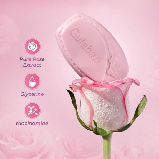 Dabur Gulabari Pure Rose Soap 150 g (Pack of 3)