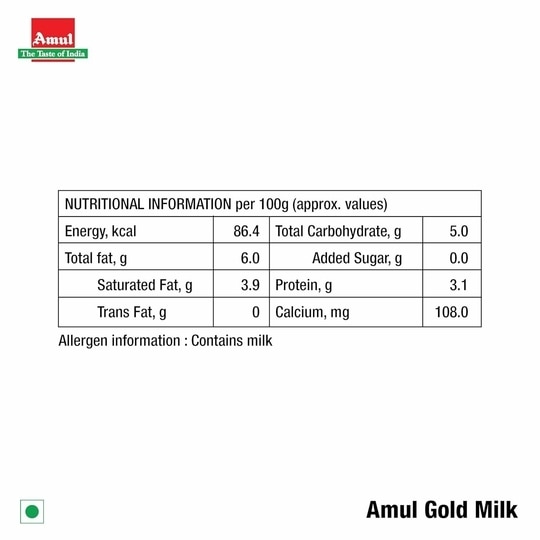 Amul Gold Full Cream Milk Pouch 500 ml