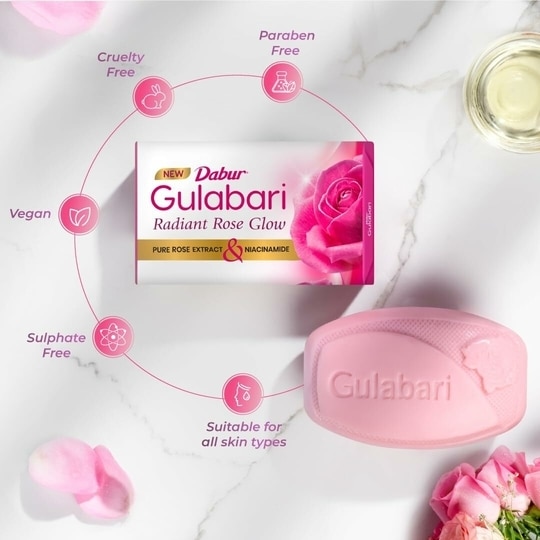 Dabur Gulabari Pure Rose Soap 150 g (Pack of 3)