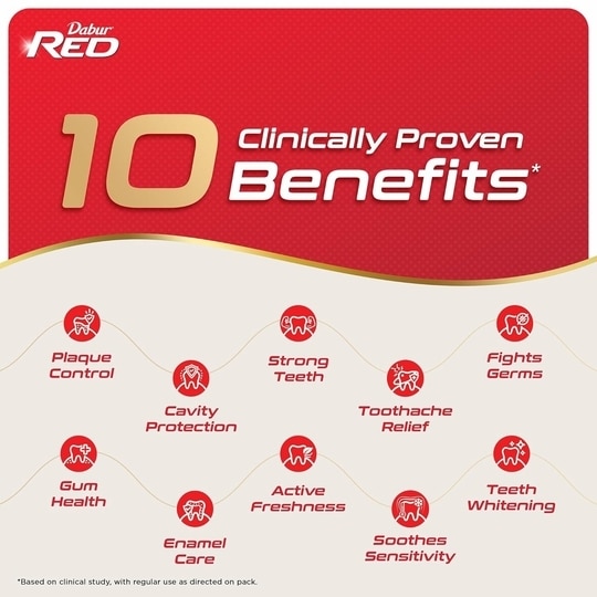 Dabur Red Toothpaste (200+ 100) g (With Free Toothbrush)