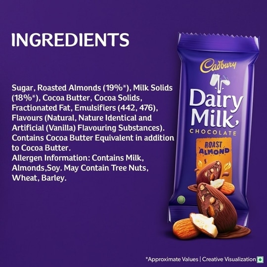 Cadbury Dairy Milk Roast Almond Chocolate Bar 36 g