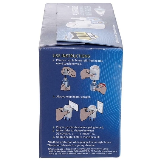 All Out Ultra Power+ Slider Mosquito Repellent Machine+ Refill 45 ml (Pack of 2)