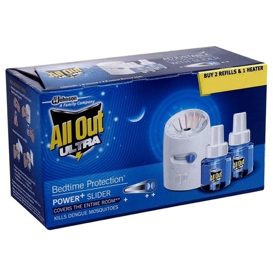 All Out Ultra Power+ Slider Mosquito Repellent Machine+ Refill 45 ml (Pack of 2)