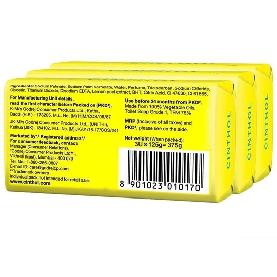 Cinthol Lime Refreshing Deo Soap 125 g (Pack of 3)