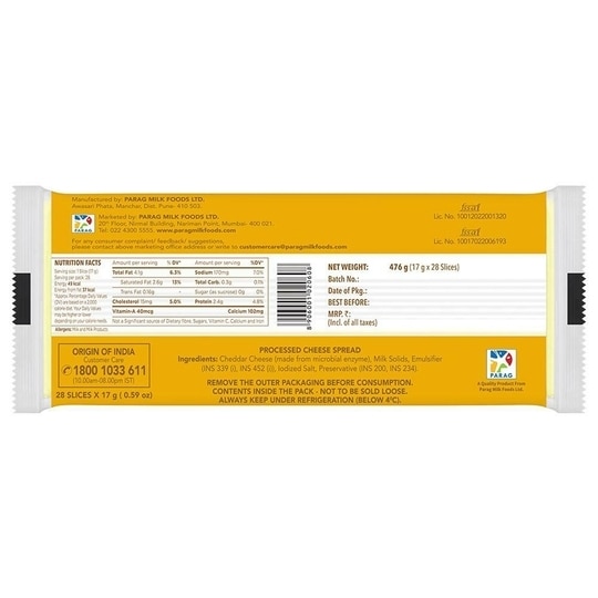 Go Plain Cheese Slices 476 g (Pouch)