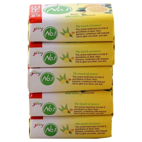 Godrej No.1 Lime & Aloe Vera Soap 100 g (Buy 4 Get 1 Free)