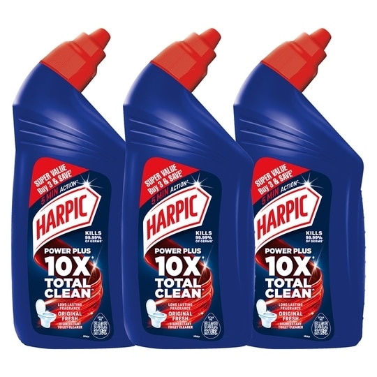 Harpic Power Plus Original Fresh Disinfectant Toilet Cleaner Liquid 600 ml (Pack of 3)