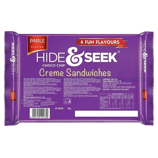 Parle Hide & Seek 4 Flavour Choco Chip Creme Biscuit 400 g
