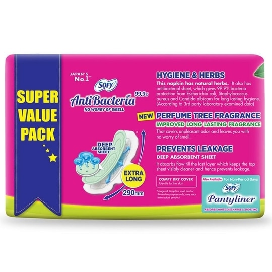Sofy Antibacterial Hygiene & Herbs Slim Sanitary Napkins (XL) 48 Pads