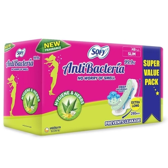 Sofy Antibacterial Hygiene & Herbs Slim Sanitary Napkins (XL) 48 Pads