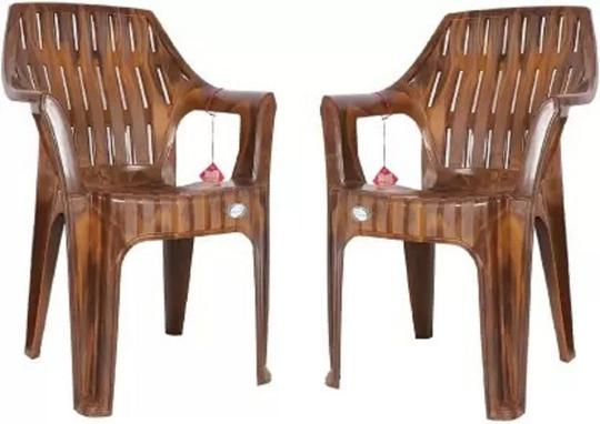 NPPL Plastic Living Room Chair (Finish Color - Brown, Pre-assembled) (Pack of 4)