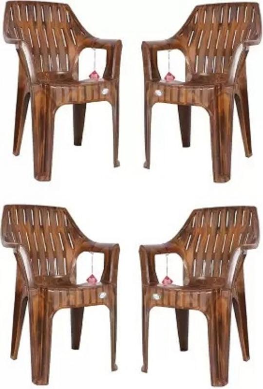 NPPL Plastic Living Room Chair (Finish Color - Brown, Pre-assembled) (Pack of 4)