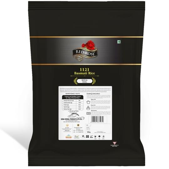RED ROSE ROYAL XXXL BASMATI RICE, EXTRA LONG GRAIN, BEST BASMATI RICE FOR BIRYANI, 30 KG