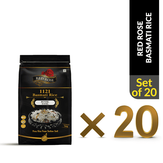 RED ROSE ROYAL XXXL BASMATI RICE, 1 KG (PACK OF 20 - 20 KG )