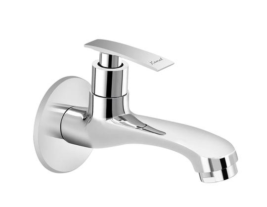 Kamal Full Brass Long Body Bib Cock Tap with Wall Flange Wall Mounted Chrome Finish Silver (Pack of 1)
