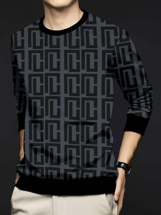 KAJARU Men Printed Round Neck Polyester Grey T-Shirt