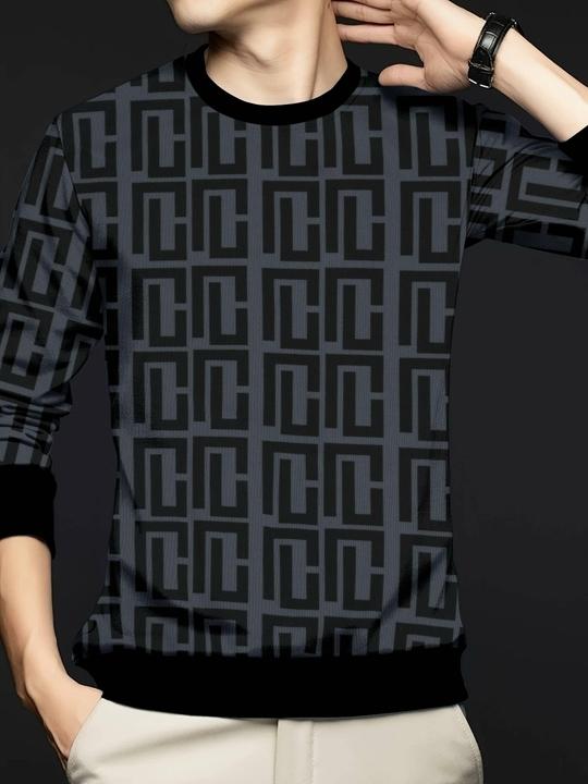 KAJARU Men Printed Round Neck Polyester Grey T-Shirt