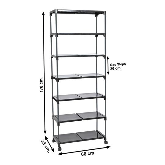 YMRR 8 step Multipurpose Rack with wheels - Color Black