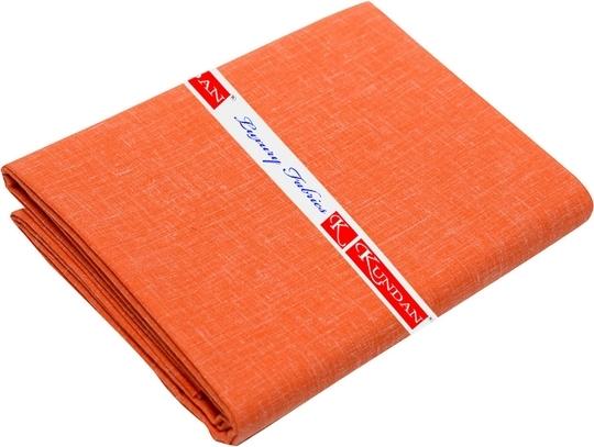 KUNDAN SULZ GWALIOR Men Grey & Orange Solid Cotton Blend Shirt & Trouser Fabric