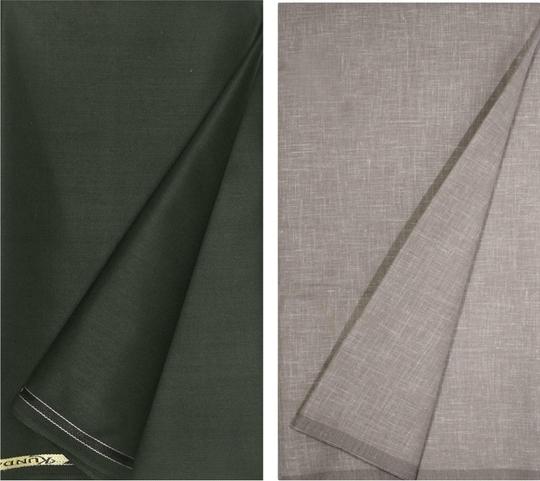 KUNDAN SULZ GWALIOR Men Grey & Brown Solid Cotton Blend Shirt & Trouser Fabric
