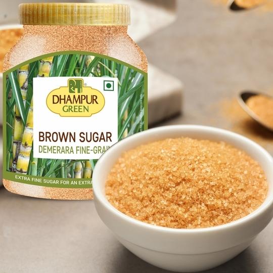 Dhampur Green Natural Demerara Brown Sugar Fine Grain, 2.4Kg ( 800g x 3) | Pure Fine Grain Sugar