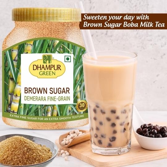 Dhampur Green Natural Demerara Brown Sugar Fine Grain, 2.4Kg ( 800g x 3) | Pure Fine Grain Sugar
