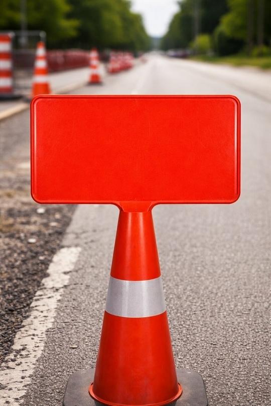 LADWA Red Plastic Cone Sign Plate | Blank Traffic Safety Display Plate