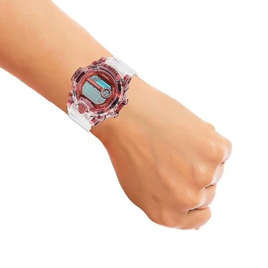 Acnos Digital Red Dial White Strap Watch For Men - (LED/GEO-RED)