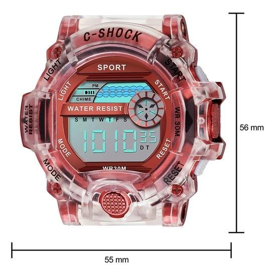 Acnos Digital Red Dial White Strap Watch For Men - (LED/GEO-RED)