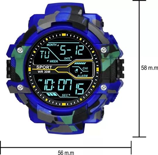 Acnos Digital Multicolor Dial Blue Strap Multi Functional Sports Watch For Men, Boys and Kids