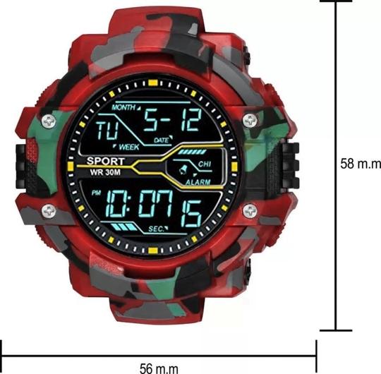 Acnos Digital Multicolor Dial Red Strap Multi Functional Sports Watch For Men, Boys and Kids