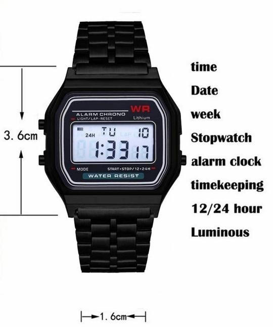 Acnos Brand Digital Black Vintage Square Dial Unisex Wrist Watch for Men Women Pack Of 1 (WR-BLACK)