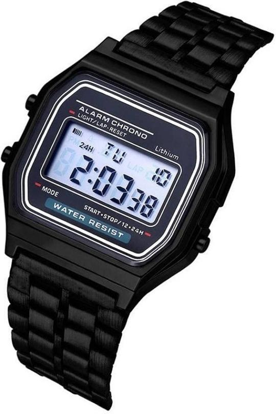 Acnos Brand Digital Black Vintage Square Dial Unisex Wrist Watch for Men Women Pack Of 1 (WR-BLACK)