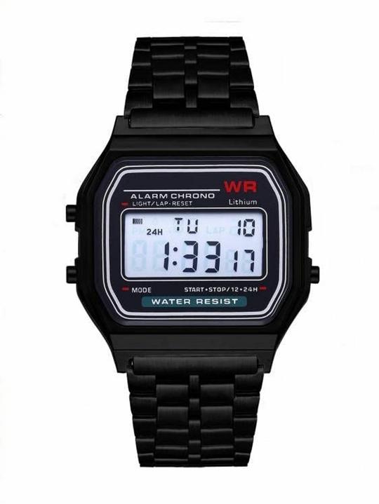 Acnos Brand Digital Black Vintage Square Dial Unisex Wrist Watch for Men Women Pack Of 1 (WR-BLACK)