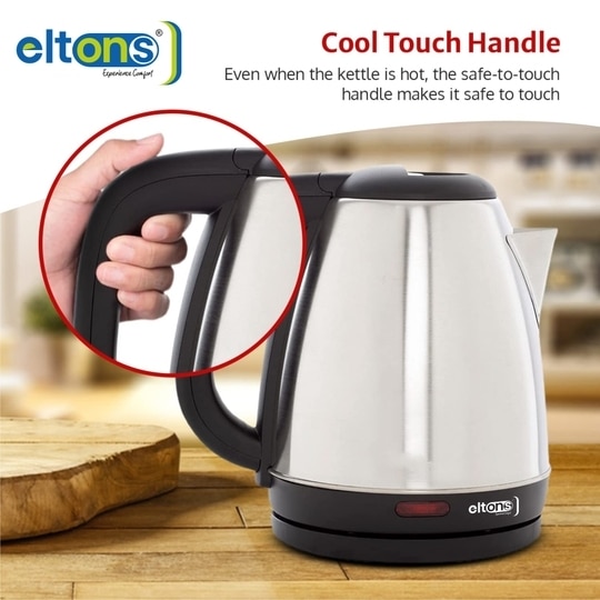 Eltons VIVA Pro 1.5 Ltr Electric Kettle with Stainless Steel Body for Boiling, Making Tea, Coffee, Soup, Etc | 1 Year Warranty (1500 W, Silver)