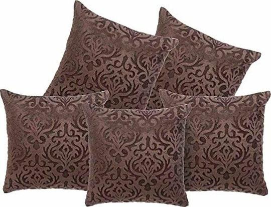 Belive-Me Brown Velvet Cushion Covers (12 x 12 inch) (Pack of 5)