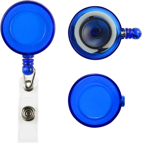 Shining Zon Heavy Duty Retractable Badge Holder with Aluminum Metal Vertical ID Card Holders for Office ID Cards (Set Of 6 Blue Yoyo)