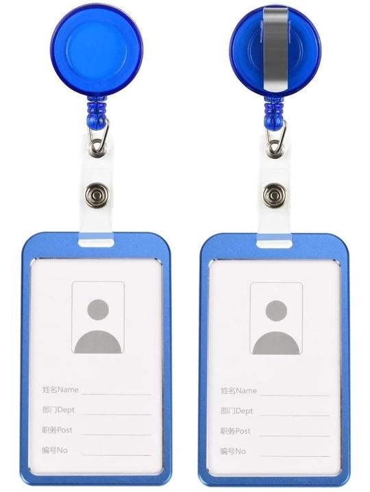 Shining Zon Heavy Duty Retractable Badge Holder with Aluminum Metal Vertical ID Card Holders for Office ID Cards (Set Of 6 Blue Yoyo)