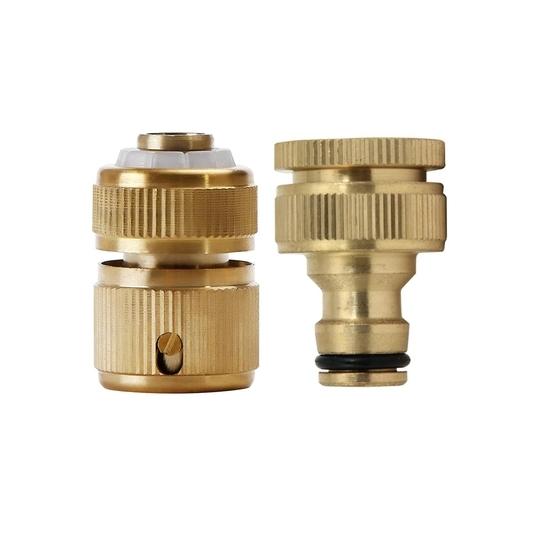 Divine Tree Brass Hose Connector Brass Hose Nozzle Tap Connector For Quick Hose Fitting 1/2 Inch 3/4 Inch Garden Hose Pipe Fitting Pack Of 2