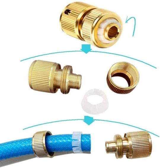 Divine Tree Brass Hose Connector Brass Hose Nozzle Tap Connector For Quick Hose Fitting 1/2 Inch 3/4 Inch Garden Hose Pipe Fitting Pack Of 2