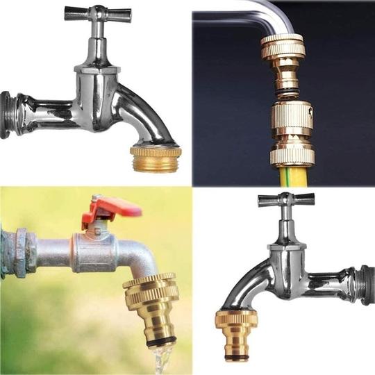 Divine Tree Brass Hose Connector Brass Hose Nozzle Tap Connector For Quick Hose Fitting 1/2 Inch 3/4 Inch Garden Hose Pipe Fitting Pack Of 2
