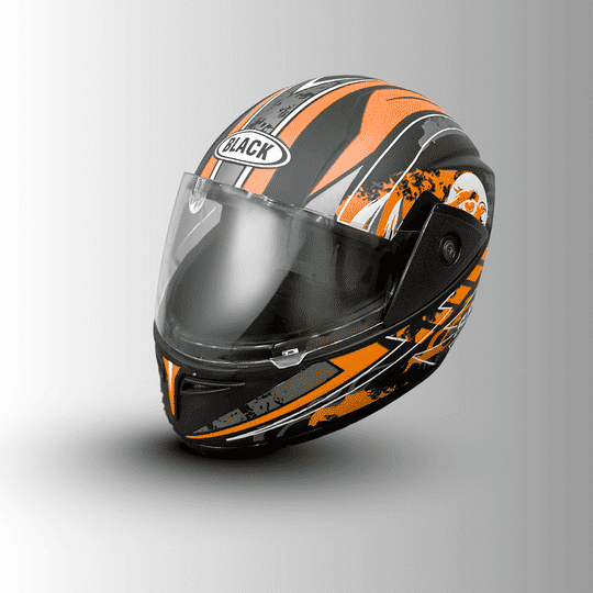 BLACK HELMETS SS-1 FULL FACE HELMET WITH ORANGE GRAPHICS Stylish Matte Black Motorcycle Helmet Comfortable Riding Gear*1