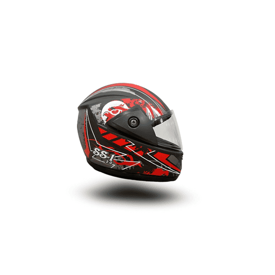 BLACK HELMETS SS-1 FULL FACE HELMET WITH RED GRAPHICS Stylish Matte Black Motorcycle Helmet Comfortable Riding Gear*2