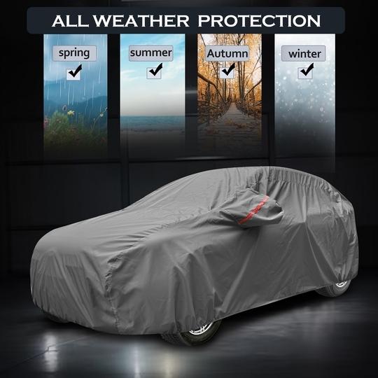Auto Hub Hyundai Eon Car Cover with Mirror Pocket, Waterproof Layers, Car Cover Eon Waterproof - Taiwan Grey