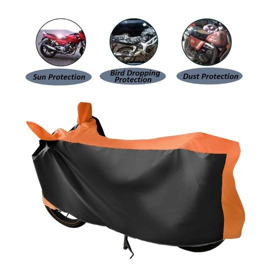 Auto Hub Bike Body Cover for Bajaj Dominar 400 , Dustproof UV Protection water resistant Custom Fit Cover-(Black-Orange )
