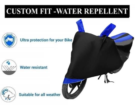 Auto Hub Bike Cover for Royal Enfield Thunder Bird 350 , Dustproof UV Protection water resistant Custom Fit Cover-(Black-Blue)