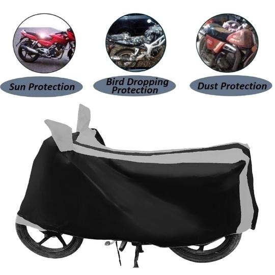 Auto Hub Bike Cover for Royal Enfield Thunder Bird 350 , Dustproof UV Protection water resistant Custom Fit Cover-(Black-Silver )
