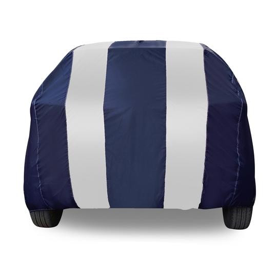 Auto Hub Car Cover Compatible with Honda Brio with Mirror Pockets, Triple Stitched, Water Resistant Car Body Cover, Navy, Silver