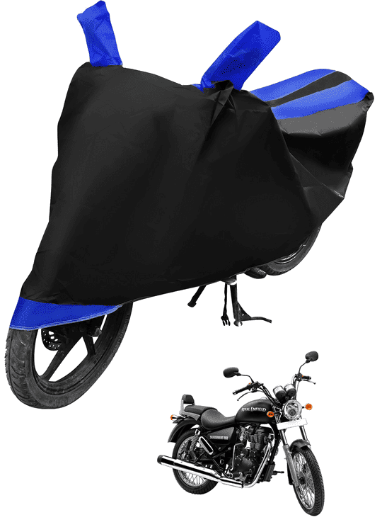 Auto Hub Bike Cover for Royal Enfield Thunder Bird 350 , Dustproof UV Protection water resistant Custom Fit Cover-(Black-Blue)